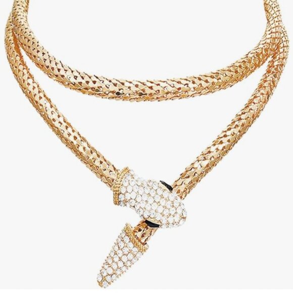 ✨ Gold Snake Rhinestone Statement Choker – Bendable & Blingy! ✨ - Picture 2 of 9